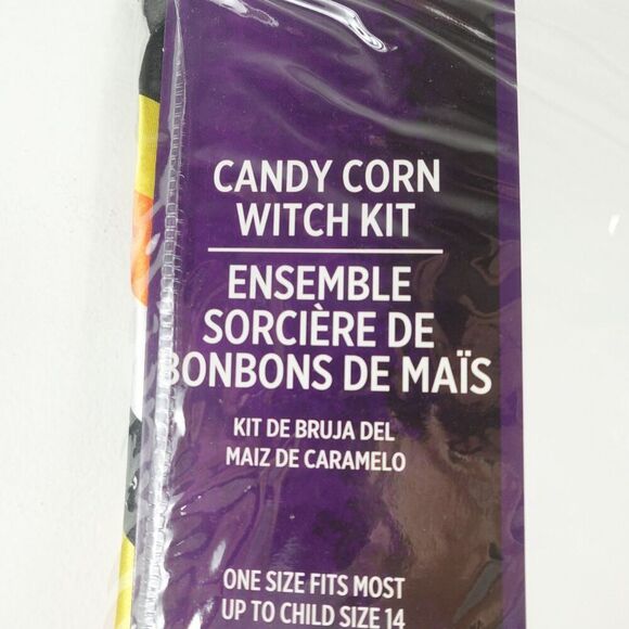 Candy Corn Witch Kit Costume One Size Fits Most Up to Child Size 14 - Picture 3 of 5